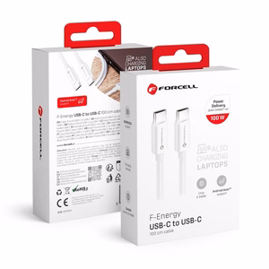Kaapeli USB C - USB C Forcell F-Energy QC4.0 PD 5A 100W 1 m C339 valkoinen