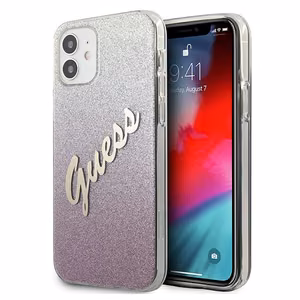 Guess GUHCP12SPCUGLSPI iPhone 12 mini 5.4" vaaleanpunainen/vaaleanpunainen kovakotelo Glitter Gradientti Script
