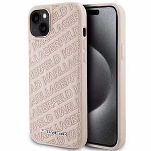 KARL LAGERFELD Suojakuori IPHONE 15 Pluslle KLHCP15MPQKPMP (Quilted Pattern) vaaleanpunainen