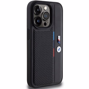 BMW Perforated Tricolor Line Suojakuori iPhone 15 Pro:lle - musta