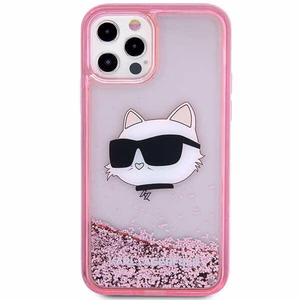 Karl Lagerfeld KLHCP12MLNCHCP iPhone 12 / 12 Pro 6.1" vaaleanpunainen/vaaleanpunainen kovakuori Glitter Choupette Head