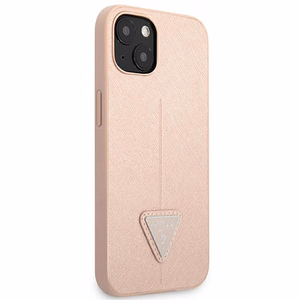 Guess GUHCP13SPSATLP iPhone 13 mini 5.4" vaaleanpunainen/vaaleanpunainen kova kotelo SaffianoTriangle Logo