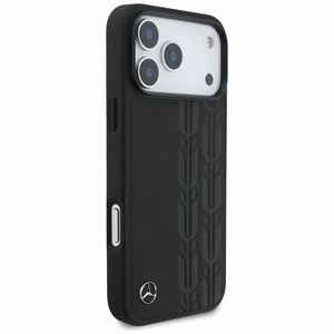 Mercedes Nahkainen Laurel Leaves MagSafe Suojakuori iPhone 17 Pro Max:lle - musta