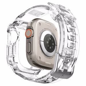 Spigen Rugged Armor Pro -suojakuori ja hihna Apple Watch Ultra 49 mm:lle (läpinäkyvä)