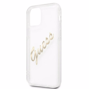 Guess GUHCP12MKTRSVGO iPhone 12/12 Pro 6.1" läpinäkyvä kovakotelo Vintage Script Kultaa