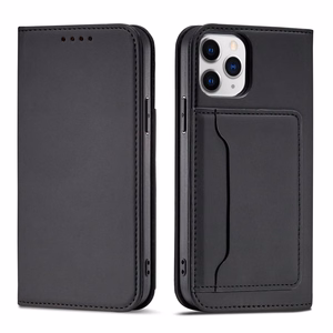 Magneettikorttikotelo iPhone 12 Pro Max Kotelo kortti lompakko kortin haltija Musta