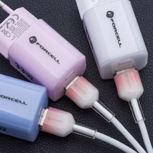 Kaapeli USB A - Lightning Forcell F-Energy 2.4A 12W Gradient 1 m C353 valkoinen