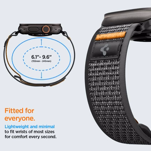 SPIGEN ATHLEX AIR 2 Apple Watch 8 / 9 / 10 / 11 / SE / Ultra (44 / 45 / 46 / 49 MM) Active musta / oranssi