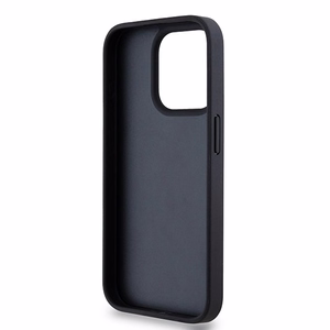 DKNY Nahkainen Mono Raita ja Metallinen Logo Suojakuori iPhone 15 Pro Max:lle - musta