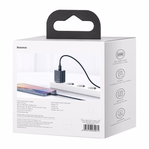 Baseus Super Si Pikalaturi 1C 20W USB-C-kaapelilla Lightning-liittimeen 1 m sininen