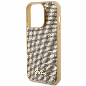 Guess Disco Metal Script Suojakuori iPhone 15 Pro:lle - kultainen