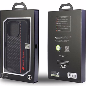 Audi Carbon Fiber Stripe Suojakuori iPhone 14 Pro 6.1 musta/musta kova kuori AUS-TPUPCIP14P-R8/D1-BK