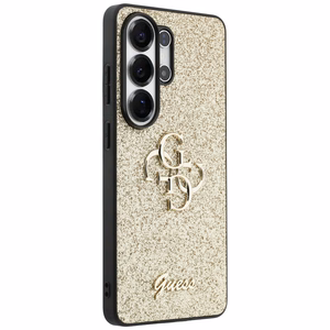 Guess Fixed Glitter Big 4G Metal Logo -suojakuori Samsung Galaxy S26 Ultralle - kultainen