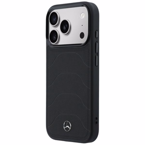 Mercedes Leather Mesh with Bow Line MagSafe -suojakuori iPhone 17 Pro Max -mallille, musta