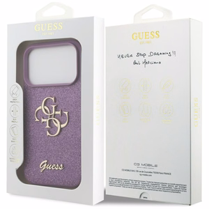 Guess Fixed Glitter Big 4G Suojakuori iPhone 17 Prolle - violetti