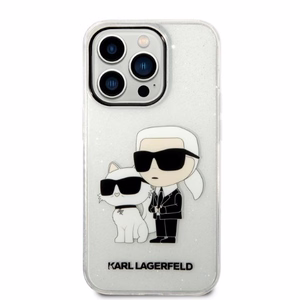 Karl Lagerfeld Glitter Karl&Choupette case for iPhone 14 Pro - transparent