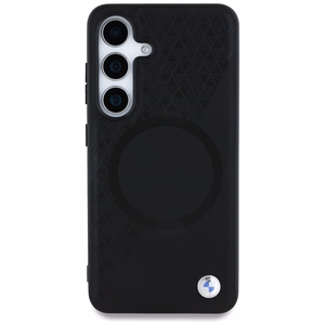 BMW Nahkainen Half Textured MagSafe Suojakuori Samsung Galaxy S25:lle - musta
