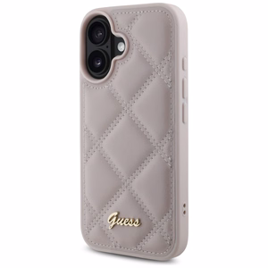 Guess Quilted Metal Logo Suojakuori iPhone 16:lle - vaaleanpunainen