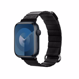 Crong Eclipse magnetic eco-leather strap for Apple Watch 44 / 45 / 46 / 49 mm, black