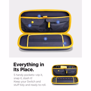 Spigen Nano Pop Pro Laukku Nintendo Switch 2:lle - Laivastonsininen ja Keltainen