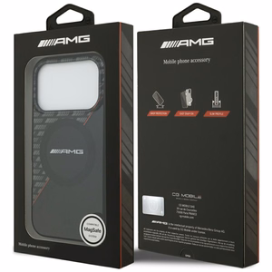Mercedes AMG IML Double Layer Rhombs -suojakuori laitteelle iPhone 18 Pro / 17 Pro, MagSafe-yhteensopiva – musta ja punainen