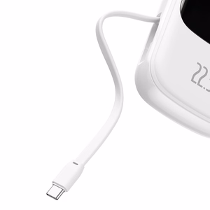 Baseus Power Bank 20000mAh Qpow Pro - USB + C-tyyppi - PD 22,5W C-tyypin kaapelilla (PPQD060302) valkoinen