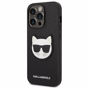 Karl Lagerfeld Saffiano Choupette Head Patch kotelo iPhone 14 Pro - musta - musta