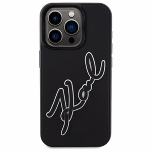Karl Lagerfeld 3D Rubber Signature Suojakuori iPhone 15 Pro:lle - musta