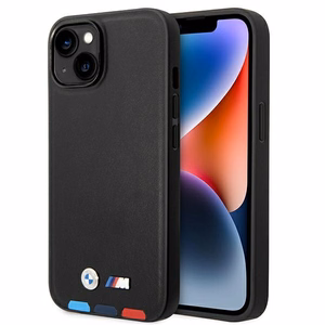 Kotelo BMW BMHMP14M22PTDK iPhone 14 Plus 6.7 "musta / musta nahka leima Tricolor Magsafe