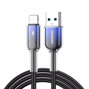 Joyroom S-A42 Crystal-Clear Series 3A USB-A - Lightning -kaapeli 1,2 m - musta