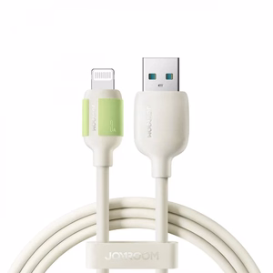 Joyroom S-A53 3A USB-A - Lightning -kaapeli fluoresoivalla kärjellä 1,2 m - beige