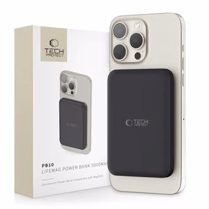 Tech-Protect LifeMag PB10 Powerbank MagSafe 5000mAh 15W USB-C-portilla - musta + USB-C-kaapeli