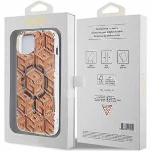 Guess IML GCube MagSafe Suojakuori iPhone 15:lle - ruskea