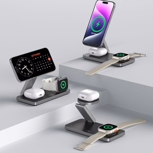 Tech-Protect QI15W-A47 MagSafe 3in1 induktiivinen laturi + USB-C kaapeli - Musta