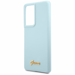 Guess GUHCS21LLSLMGLB S21 Ultra G998 blue/blue hardcase Silicone Script Metal Logo