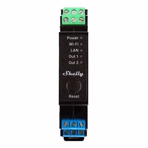 Shelly Pro 2PM DIN-kisko 2-kanavainen rele, WiFi/LAN (tehomittaus)
