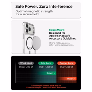 Spigen Ultra Hybrid MagSafe -suojakuori iPhone 18 Pro Max / 17 Pro Max -malleille, läpinäkyvä grafiitinharmaa