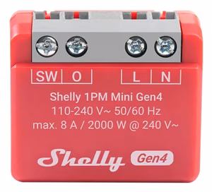 SHELLY 1PM Mini Gen4 älykäs kytkin punainen