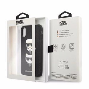 Karl Lagerfeld Saffiano Karl&Choupette Head suojakuori iPhone XS Max:lle - musta