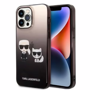 Karl Lagerfeld KLHCP14LTGKCK iPhone 14 Pro 6.1 "kovakotelo musta / musta Gradientti Ikonik Karl & Choupette