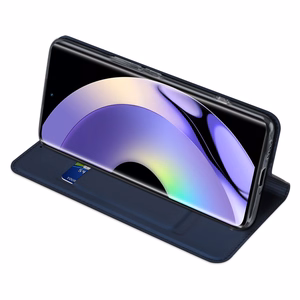 Dux Ducis Skin Pro suojakuori Realme 10 Pro+:lle läppäsuojus korttilokerolla lompakko jalusta sininen