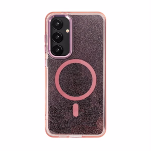 Wozinsky Glitter Case with Mag Safe for Samsung Galaxy S24 FE - Pink with Glitter