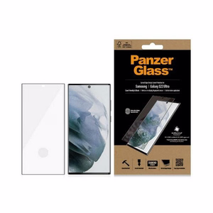 PanzerGlass E2E Microfracture antibakteerinen suojalasi Samsung Galaxy S22 Ultra - mustalla kehyksellä