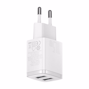 Baseus Compact Quick Charger, 2x USB, 10.5W (white)