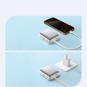 Joyroom JR-PBF27 10000mAh 22.5W tehopankki sisäänrakennetuilla USB-C- ja Lightning-kaapeleilla - valkoinen