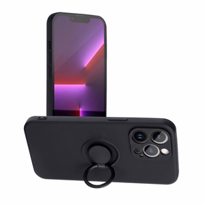 Silikoninen Suojakuori Renkaalla iPhone 12 PRO MAX:lle musta