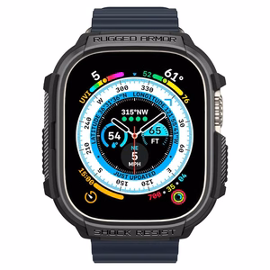 Spigen Rugged Armor -suojakuori Apple Watch Ultra 49 mm -mallille, mattamusta