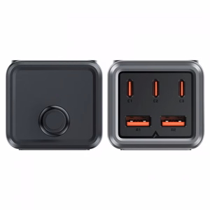 Acefast Z2 GaN 75W PD desktop charger 3x USB-C 2x USB-A - black and gray