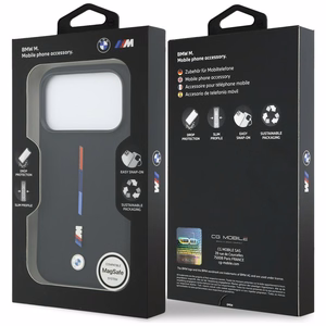 BMW M Silicon Tricolor Line MagSafe Suojakuori iPhone 17 Pro - musta