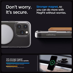 Spigen Ultra Hybrid S MagSafe Suojakuori jalustalla iPhone 15 Pro:lle - Läpinäkyvä